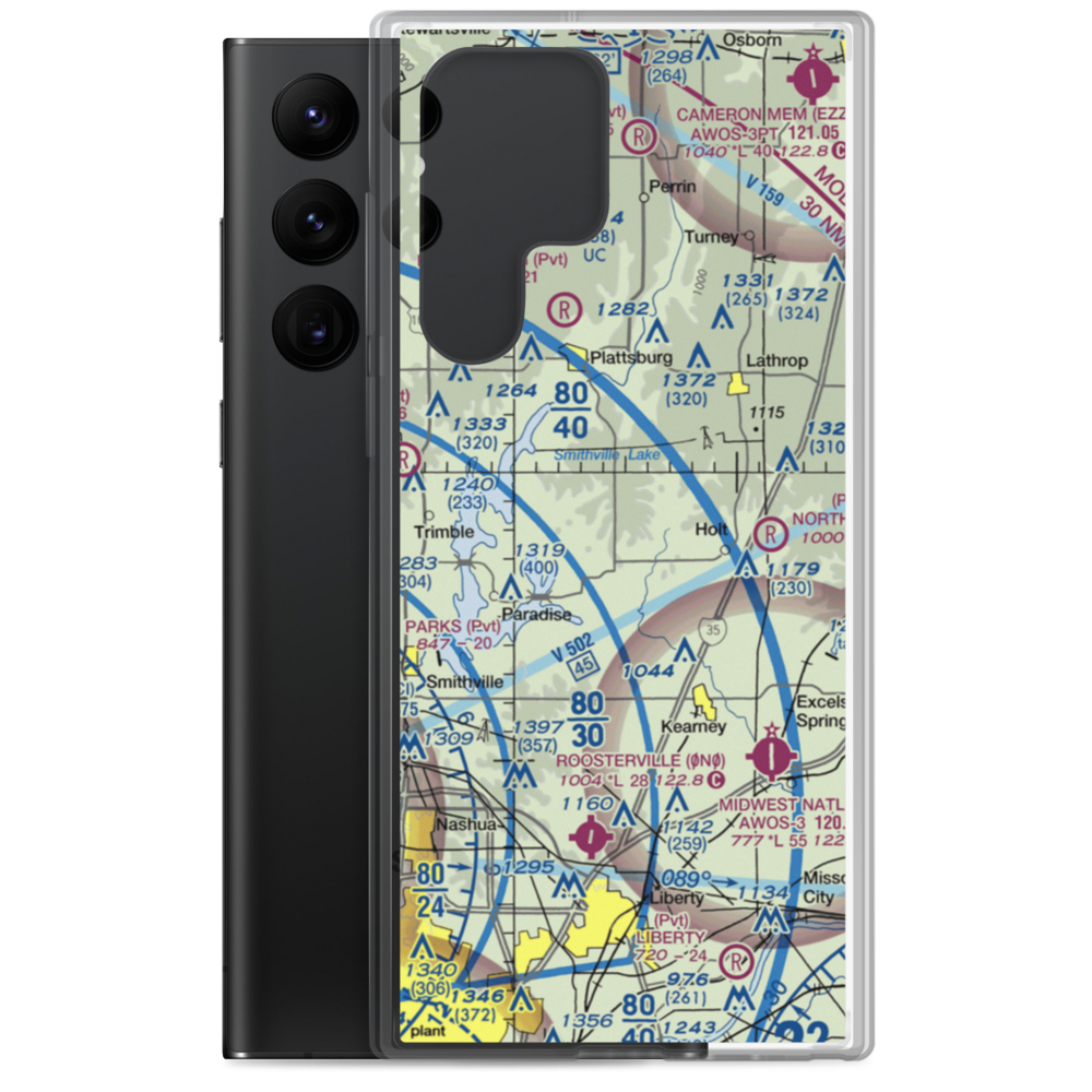 Block Air Village Airport (MO71) VFR Sectional Samsung Case Samsung Galaxy S22 Ultra model shown