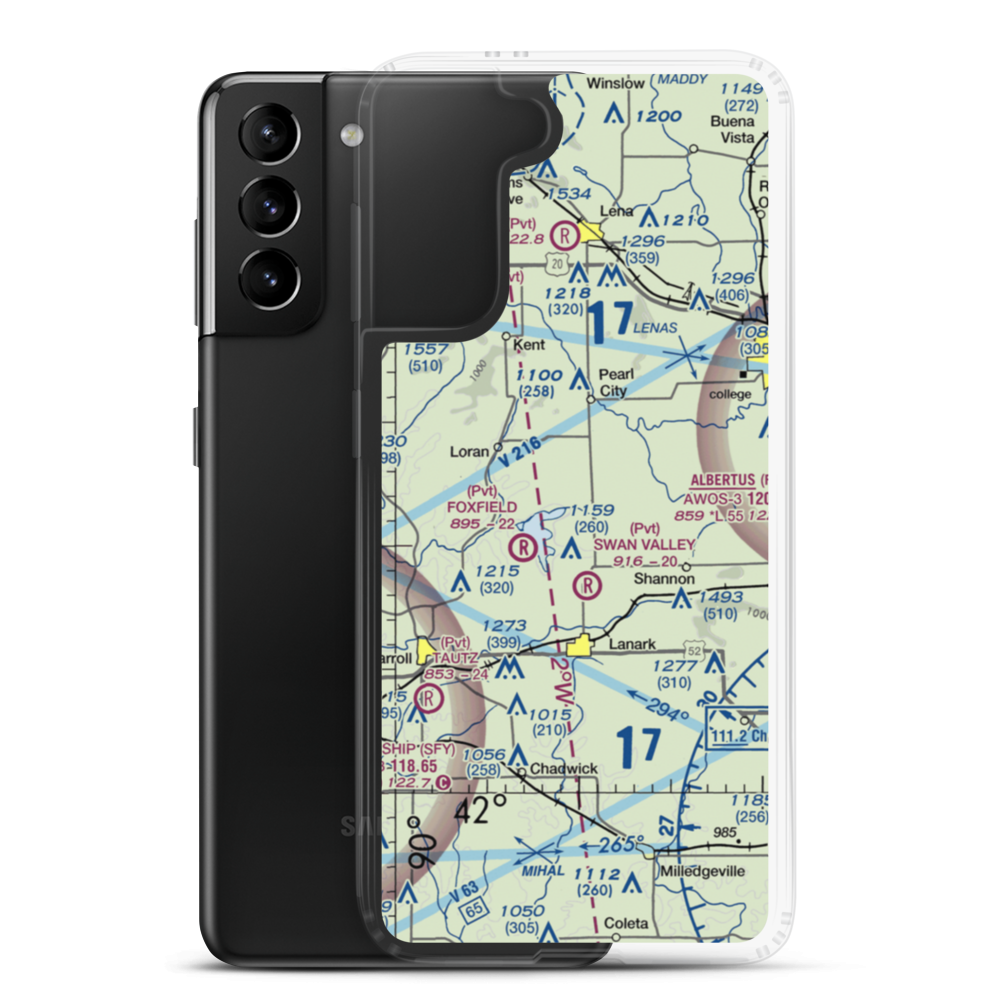 Block Airport (88LL) VFR Sectional Samsung Case Samsung Galaxy S21 Plus model shown