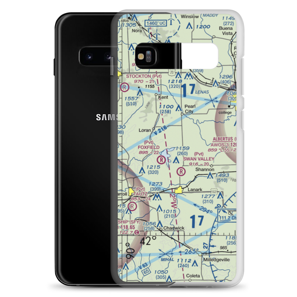 Block Airport (88LL) VFR Sectional Samsung Case Samsung Galaxy S10+ model shown