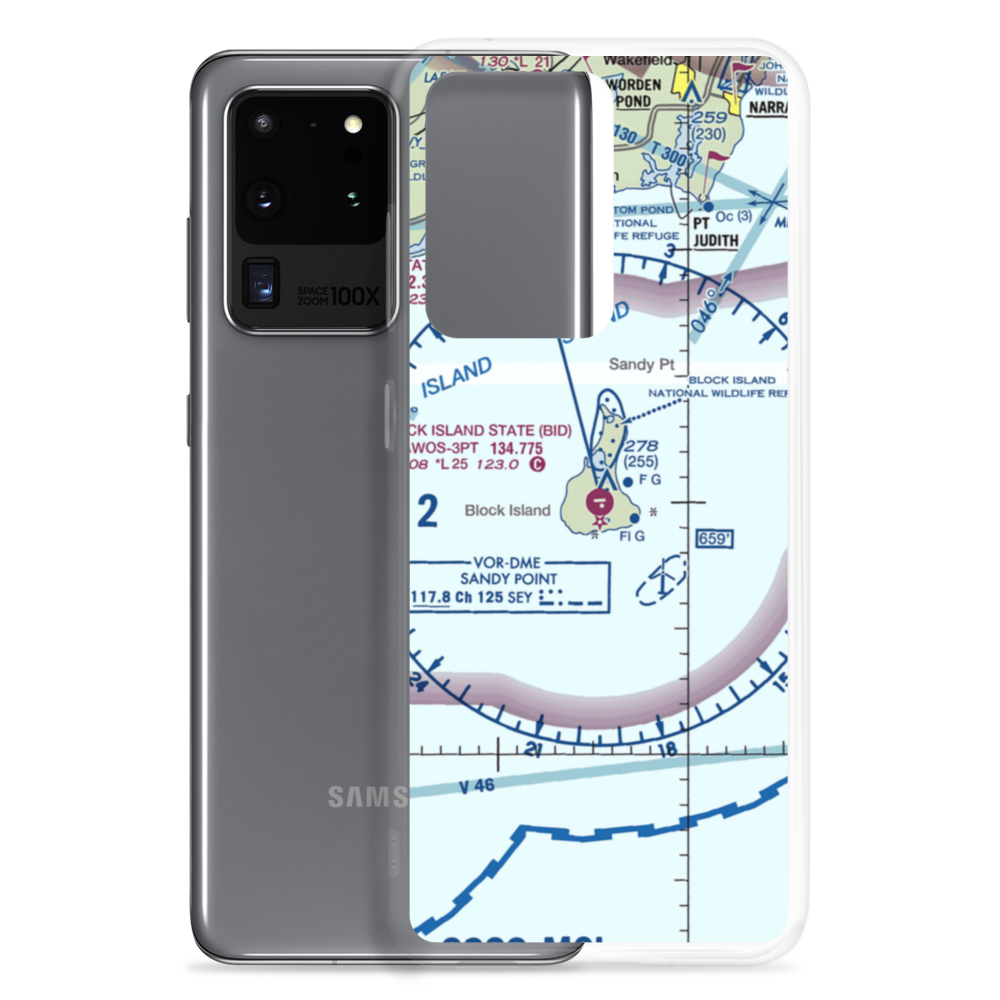 Block Island State Airport (BID) VFR Sectional Samsung Case Samsung Galaxy S20 Ultra model shown