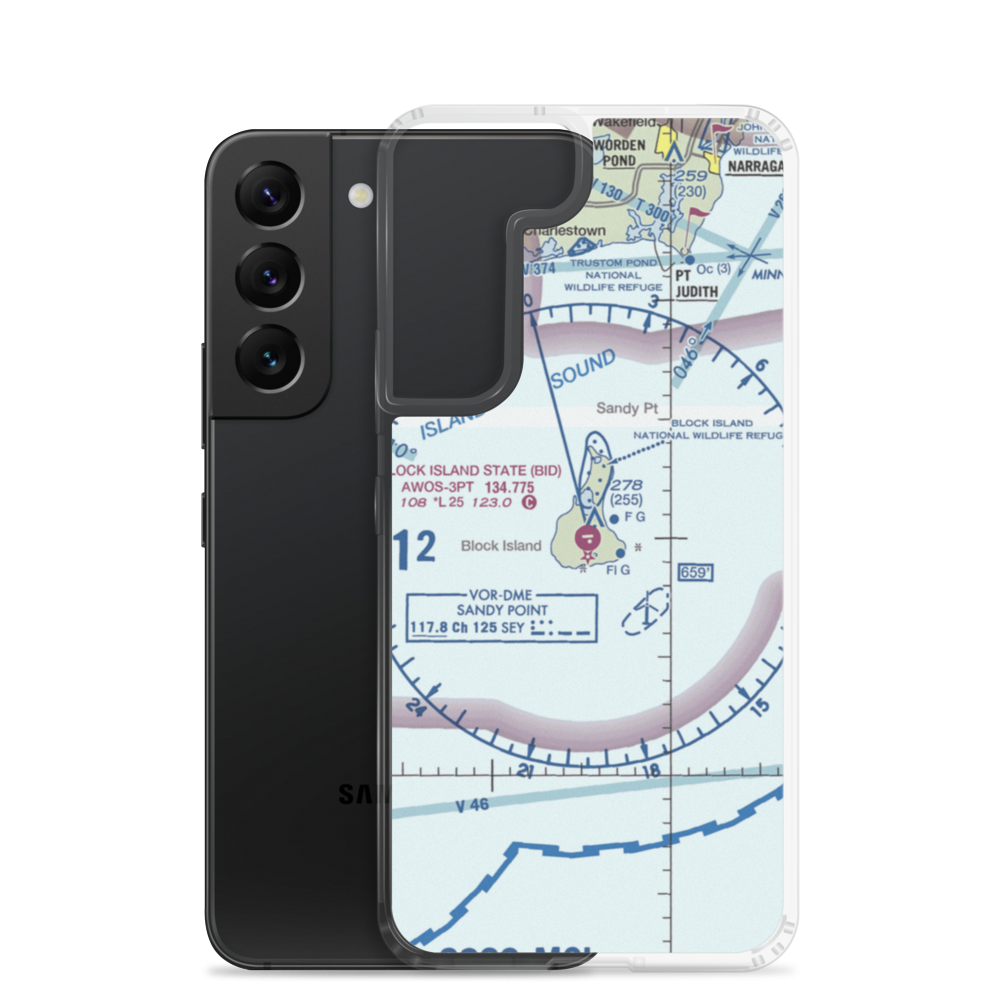 Block Island State Airport (BID) VFR Sectional Samsung Case Samsung Galaxy S22 model shown