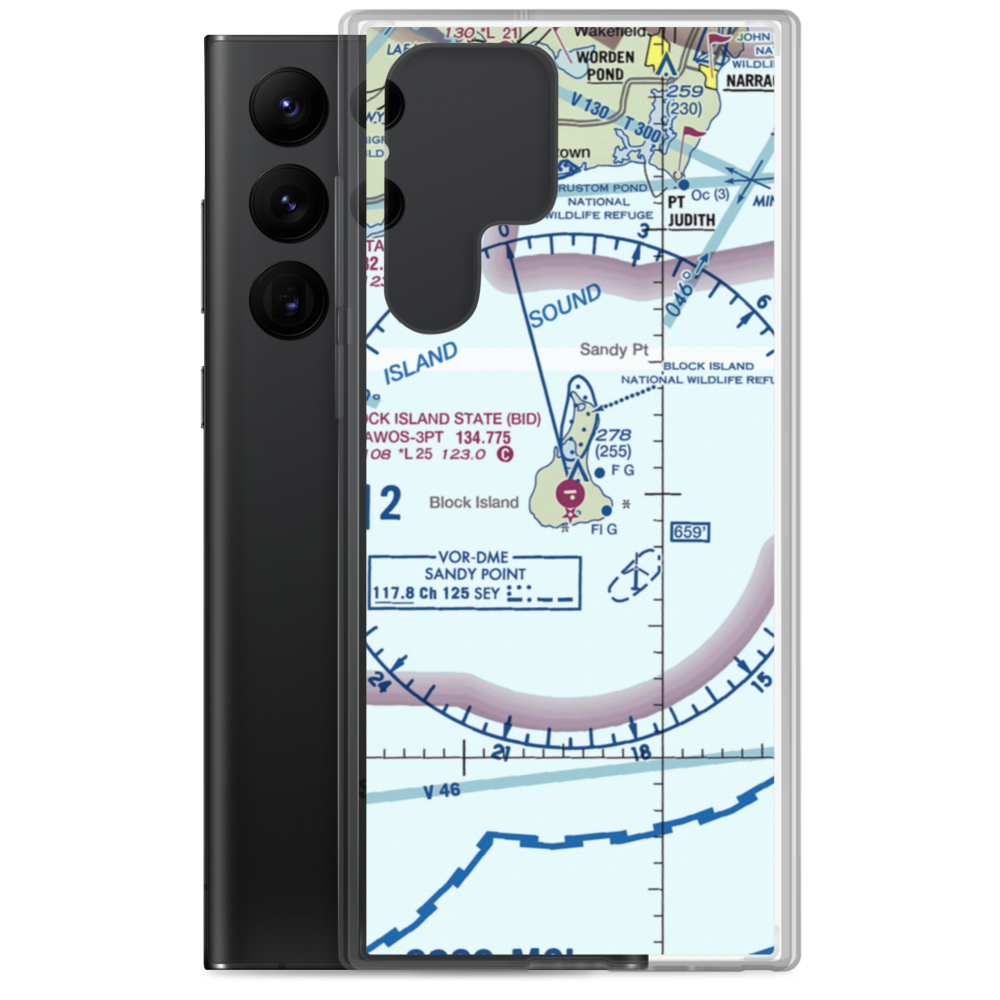 Block Island State Airport (BID) VFR Sectional Samsung Case Samsung Galaxy S22 Ultra model shown