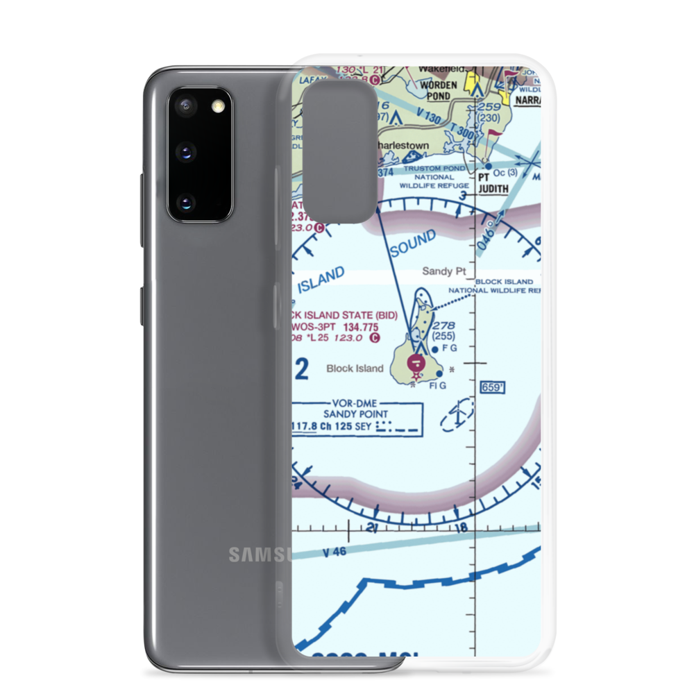 Block Island State Airport (BID) VFR Sectional Samsung Case Samsung Galaxy S20 model shown