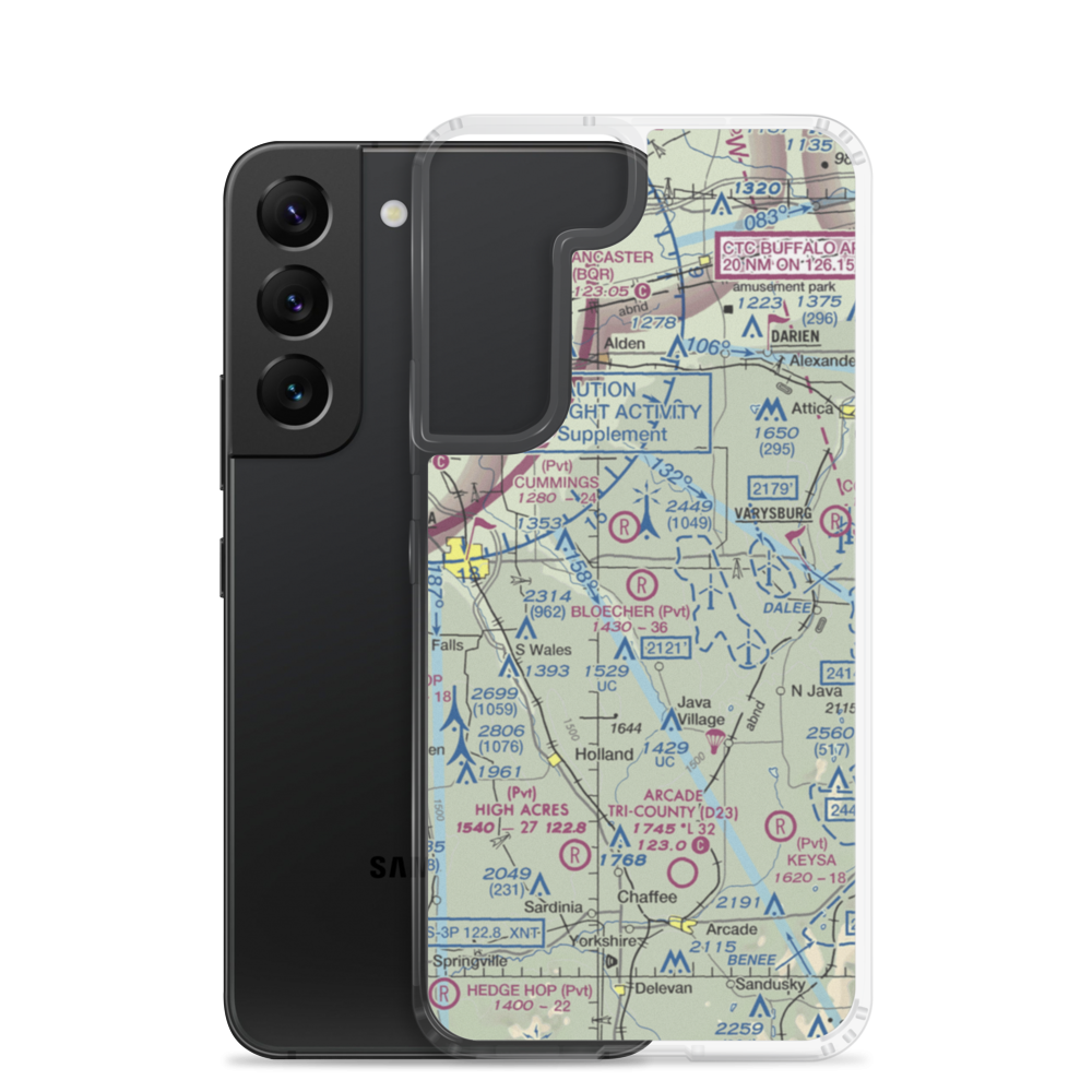 Bloecher Farm Airport (92NY) VFR Sectional Samsung Case Samsung Galaxy S22 model shown