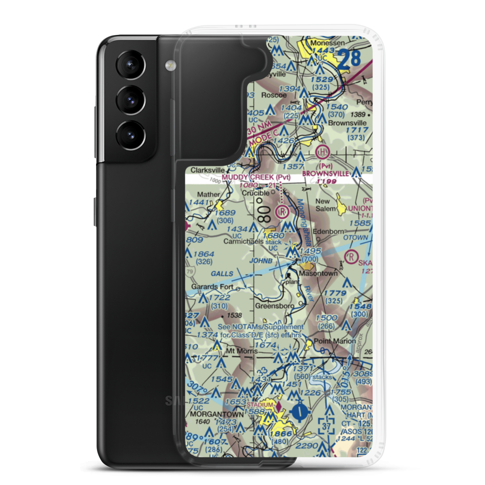 Blomster Field Farm Airport (5PA0) VFR Sectional Samsung Case Samsung Galaxy S21 Plus model shown
