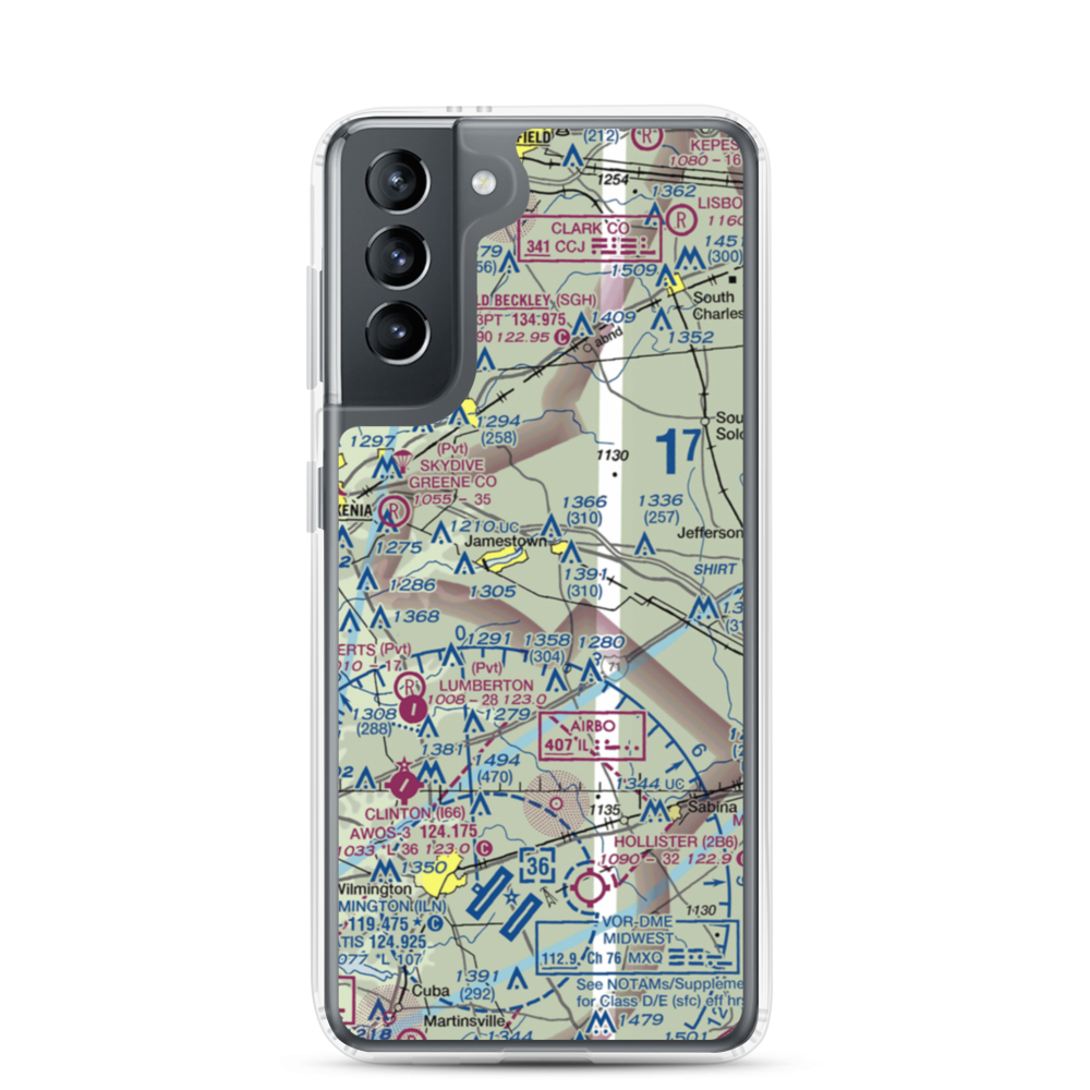 Bloom Airport (14I) VFR Sectional Samsung Case Samsung Galaxy S21 model shown