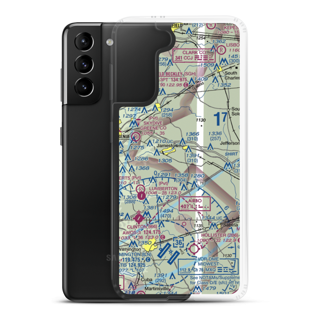 Bloom Airport (14I) VFR Sectional Samsung Case Samsung Galaxy S21 Plus model shown