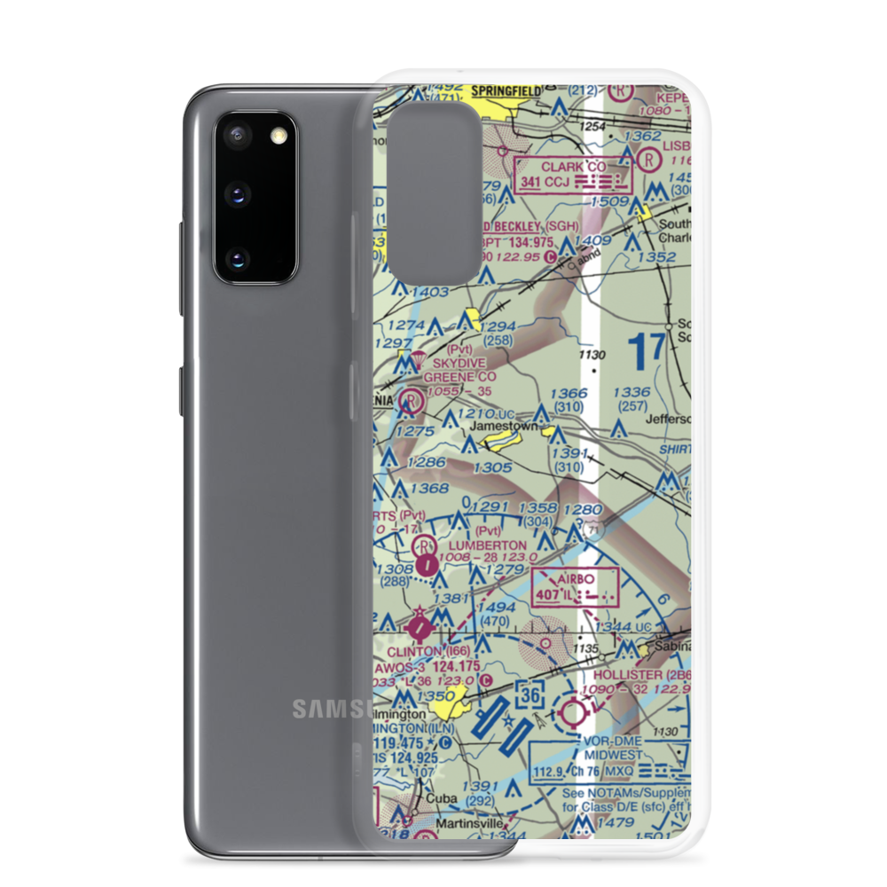 Bloom Airport (14I) VFR Sectional Samsung Case Samsung Galaxy S20 model shown