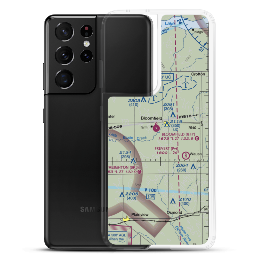 Bloomfield Municipal Airport (84Y) VFR Sectional Samsung Case Samsung Galaxy S21 Ultra model shown