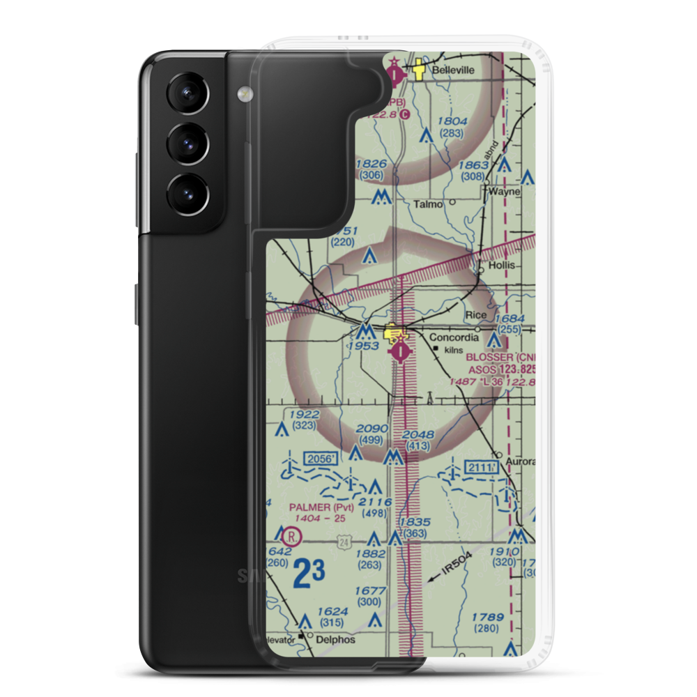 Blosser Municipal Airport (CNK) VFR Sectional Samsung Case Samsung Galaxy S21 Plus model shown