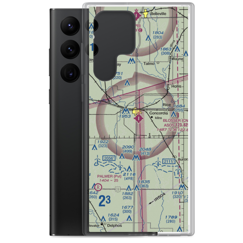 Blosser Municipal Airport (CNK) VFR Sectional Samsung Case Samsung Galaxy S22 Ultra model shown