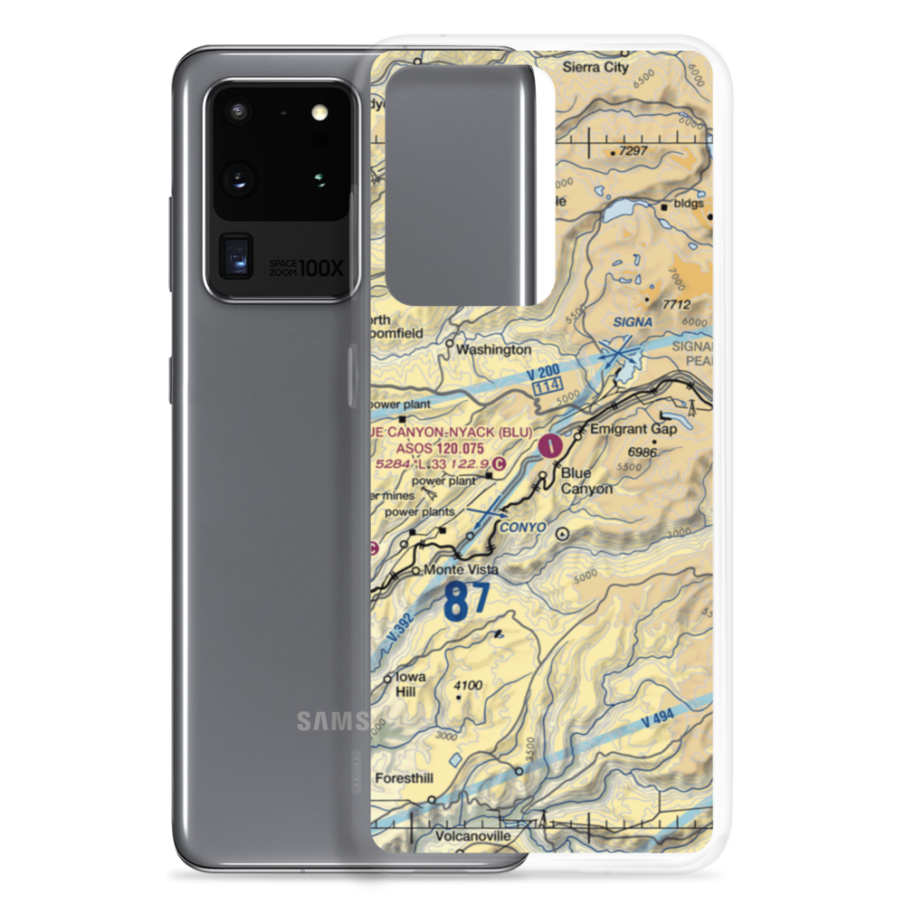 Blue Canyon Nyack Airport (BLU) VFR Sectional Samsung Case Samsung Galaxy S20 Ultra model shown