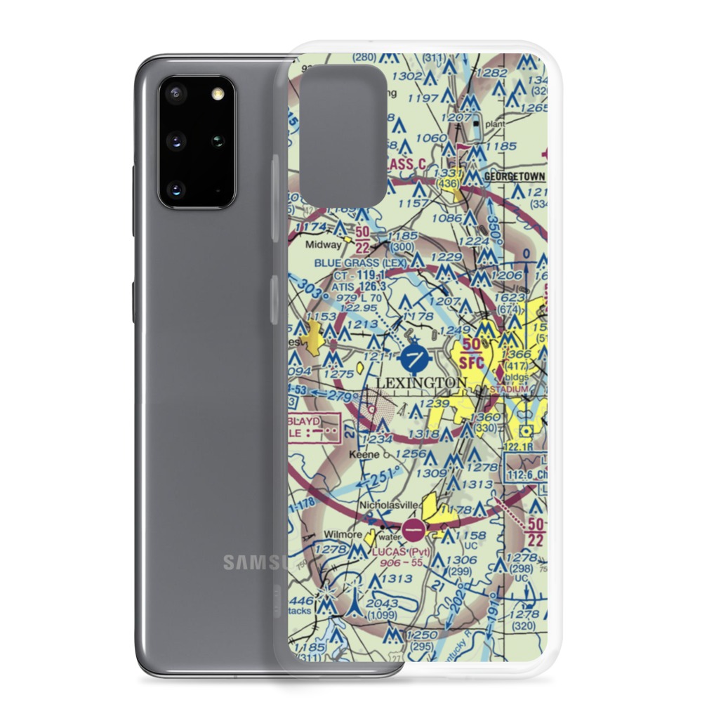 Blue Grass Airport (LEX) VFR Sectional Samsung Case Samsung Galaxy S20 Plus model shown