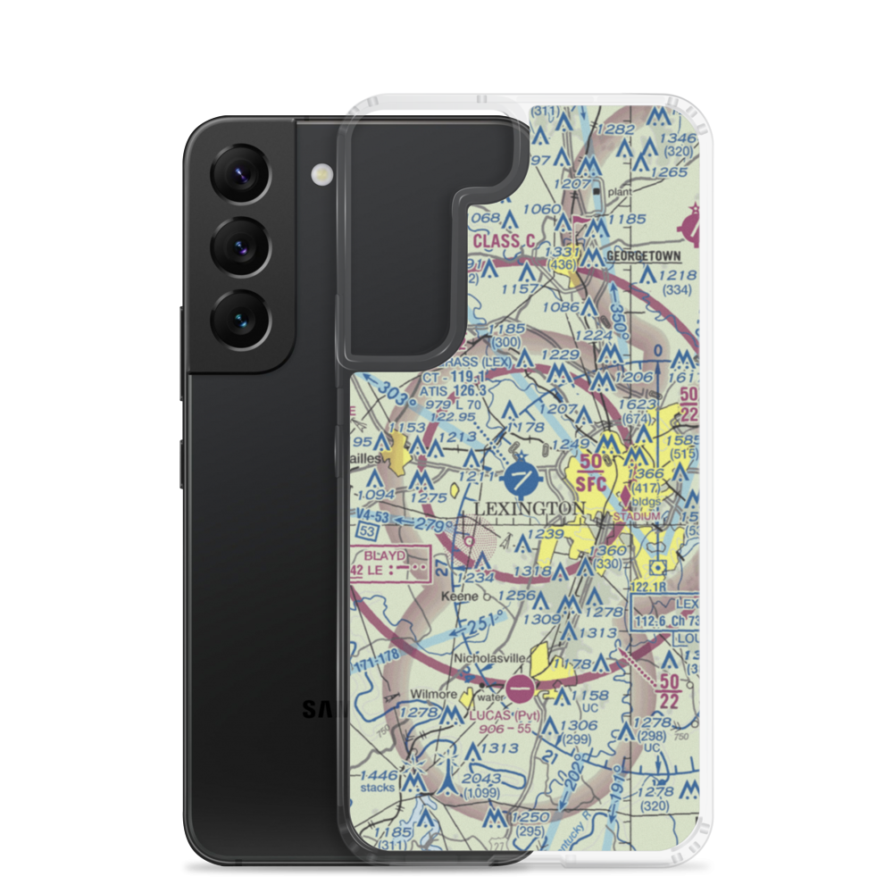 Blue Grass Airport (LEX) VFR Sectional Samsung Case Samsung Galaxy S22 model shown