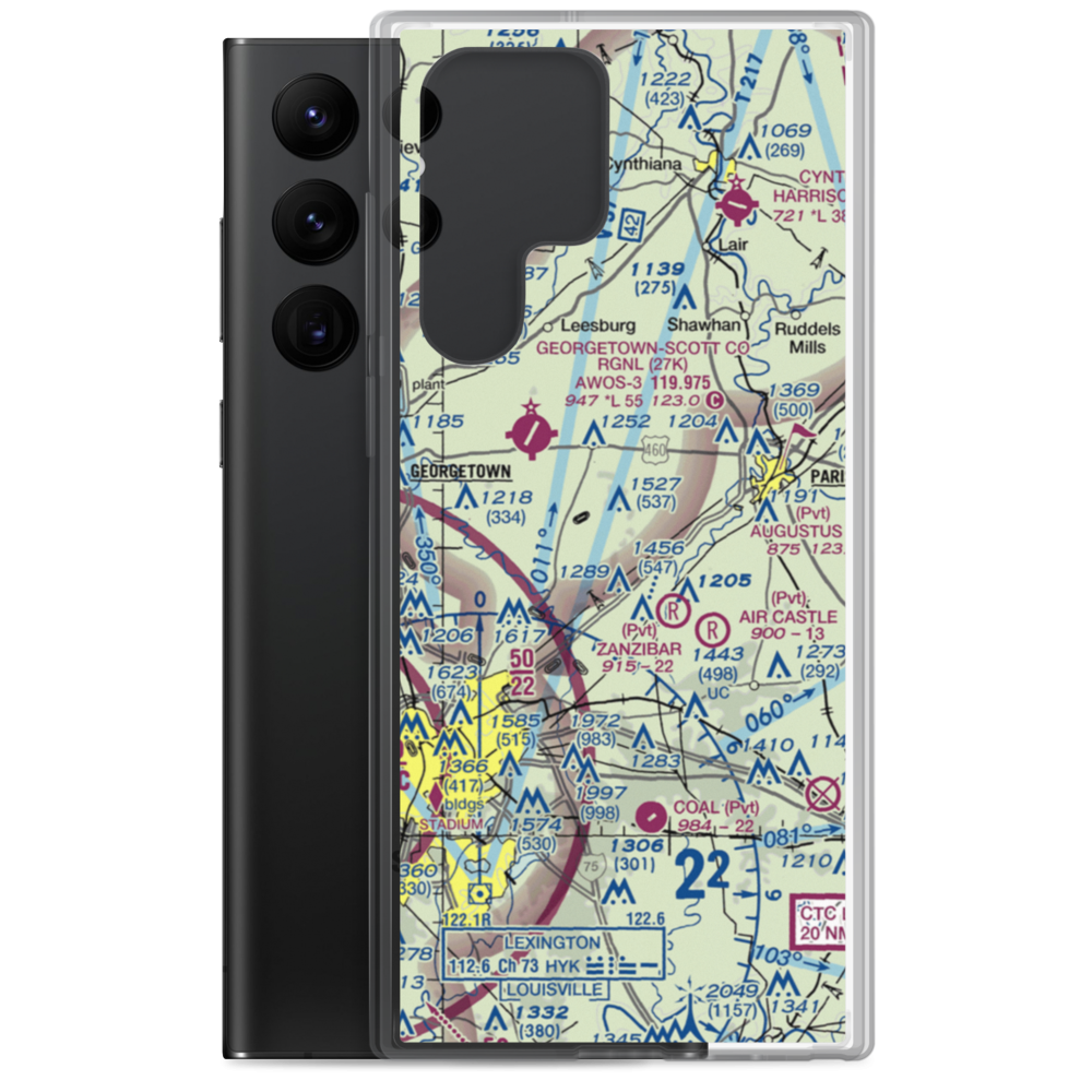 Blue Haven Farm Airport (14KY) VFR Sectional Samsung Case Samsung Galaxy S22 Ultra model shown