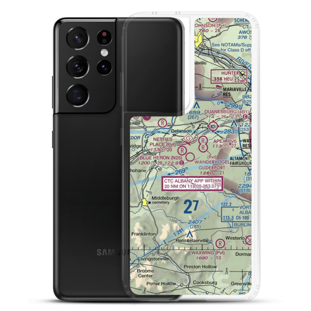 Blue Heron Airport (N25) VFR Sectional Samsung Case Samsung Galaxy S21 Ultra model shown