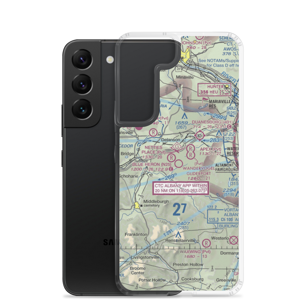Blue Heron Airport (N25) VFR Sectional Samsung Case Samsung Galaxy S22 model shown