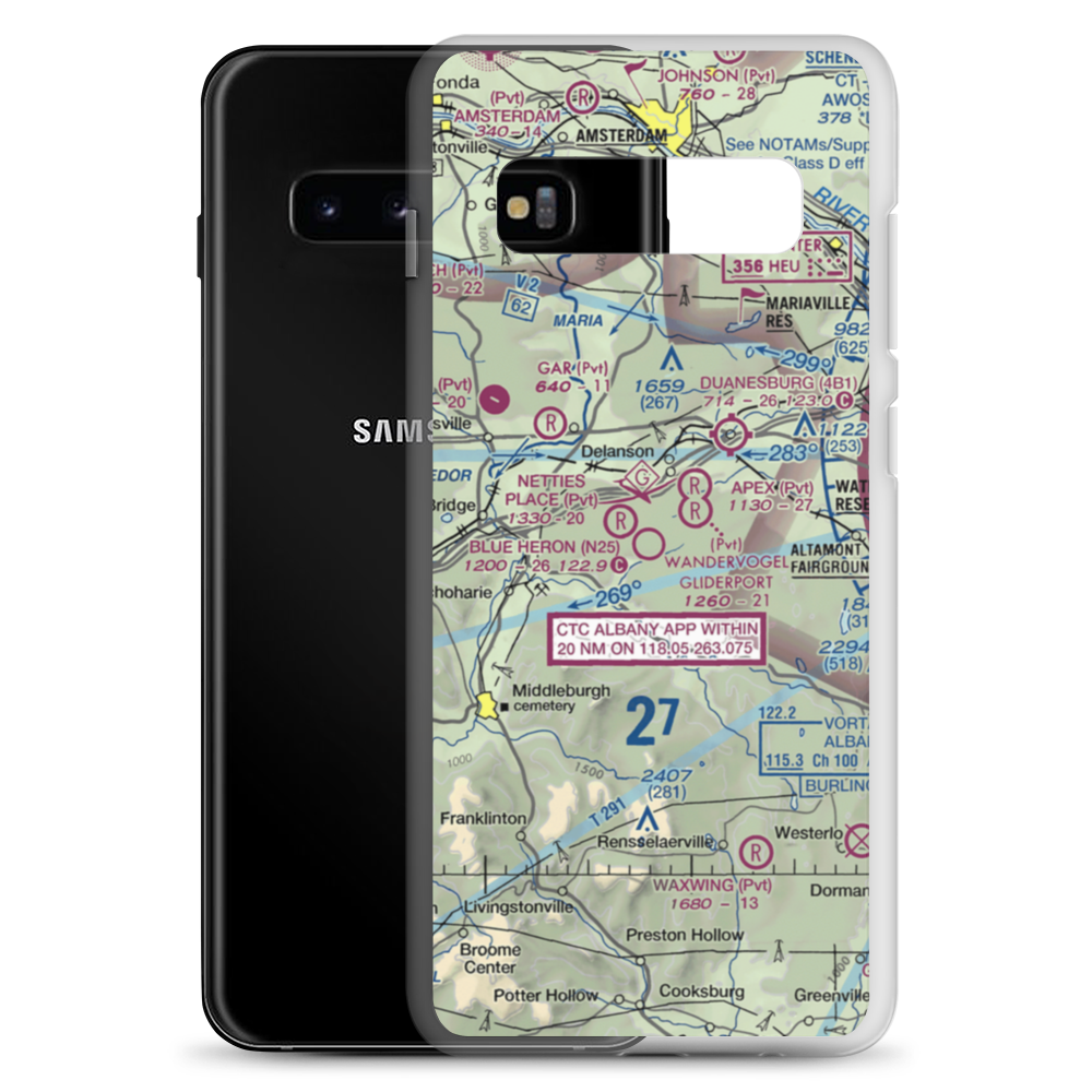 Blue Heron Airport (N25) VFR Sectional Samsung Case Samsung Galaxy S10+ model shown