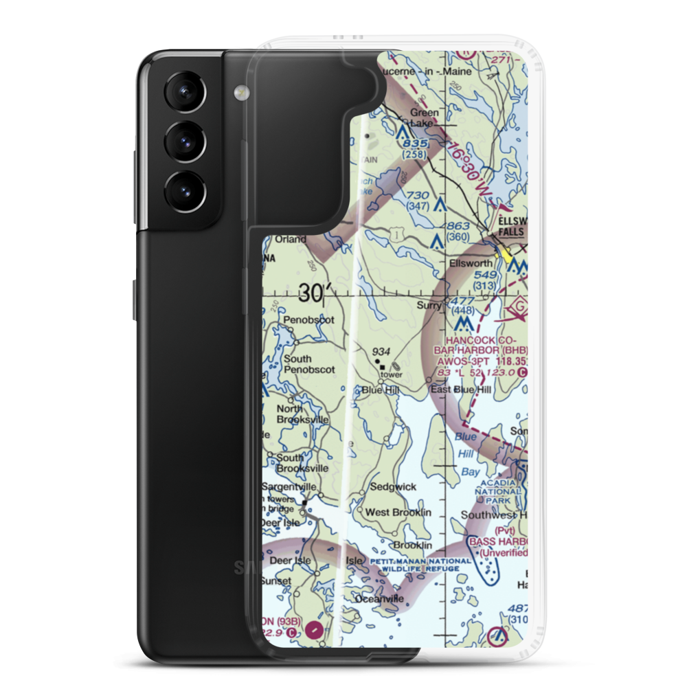 Blue Hill Airport (07B) VFR Sectional Samsung Case Samsung Galaxy S21 Plus model shown