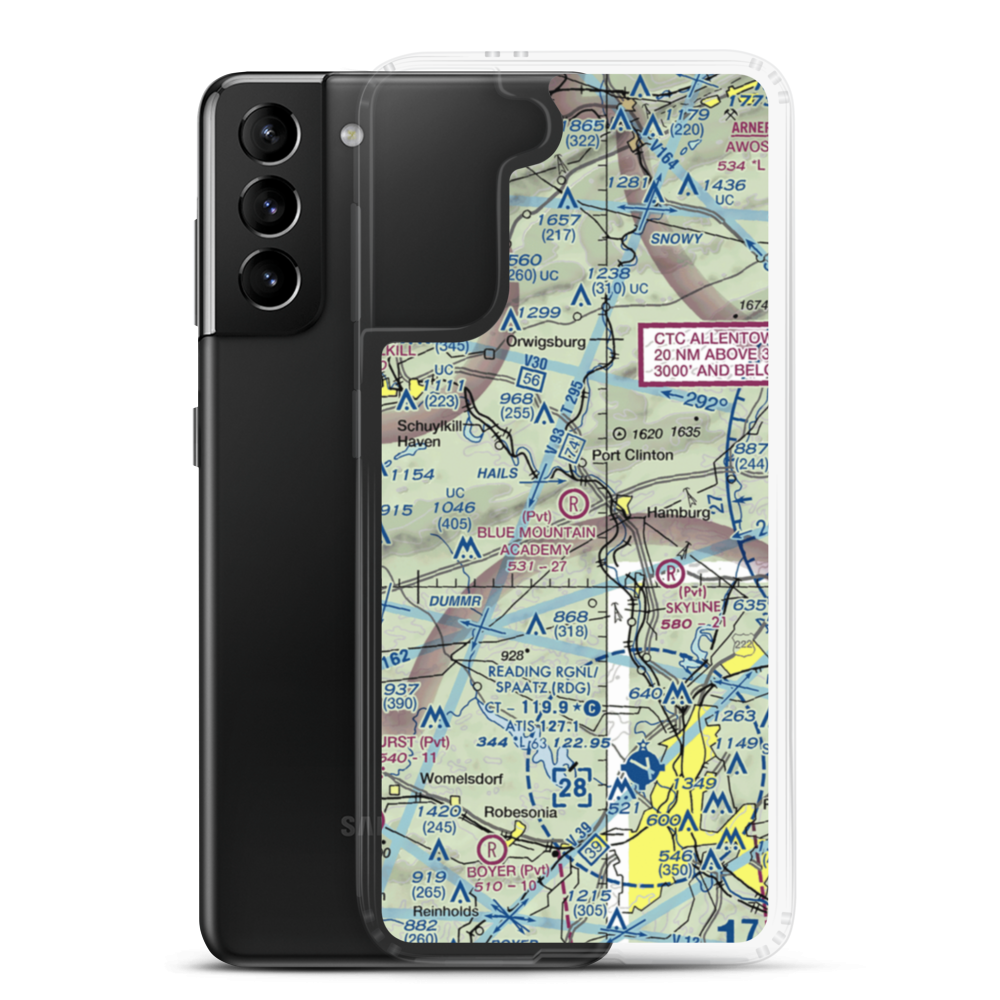 Blue Mountain Academy (Private) Airport (PA92) VFR Sectional Samsung Case Samsung Galaxy S21 Plus model shown