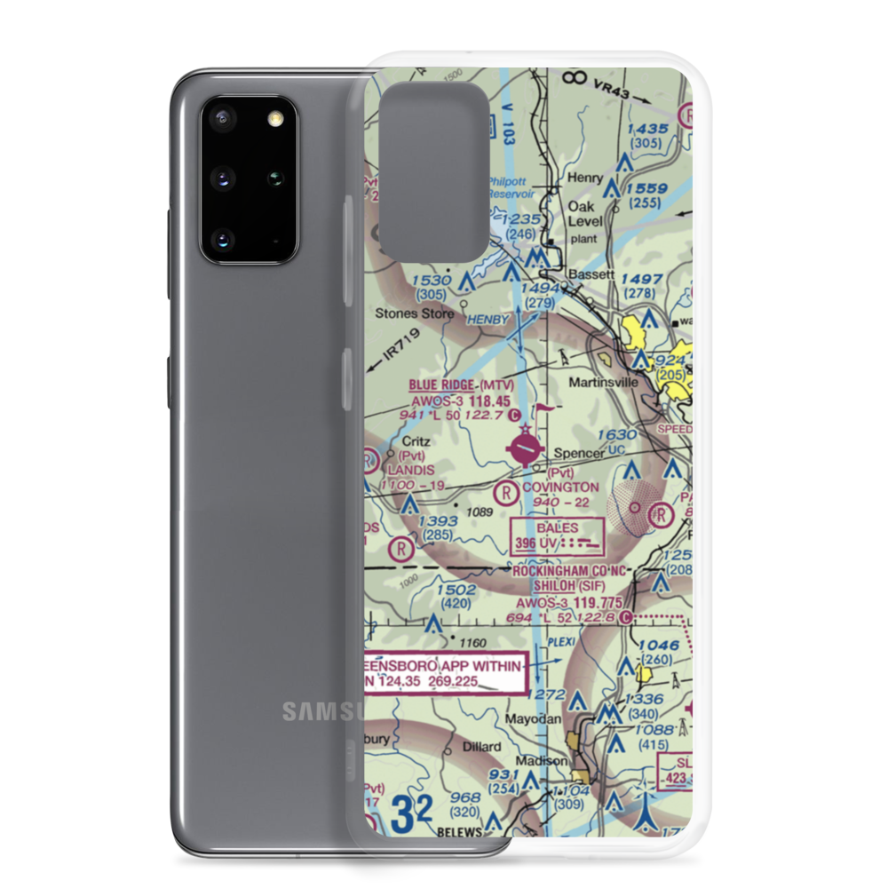 Blue Ridge Airport (MTV) VFR Sectional Samsung Case Samsung Galaxy S20 Plus model shown