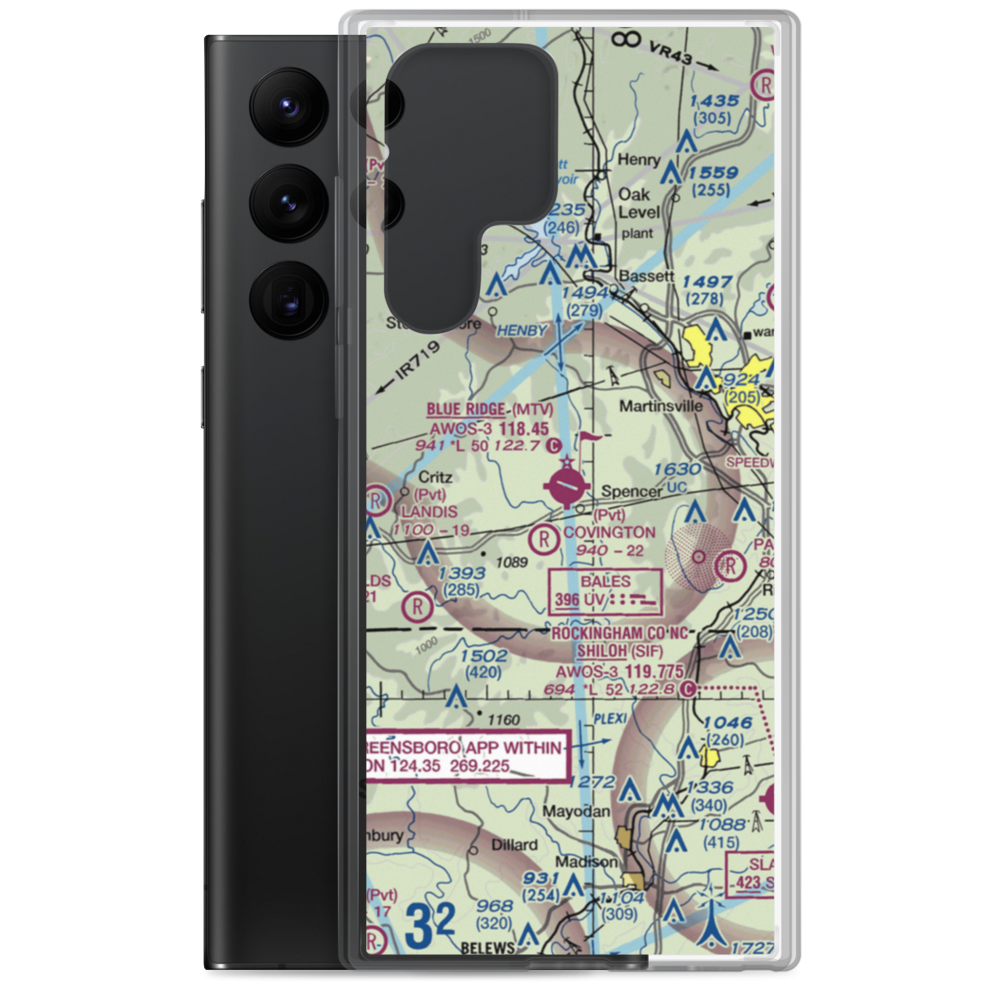 Blue Ridge Airport (MTV) VFR Sectional Samsung Case Samsung Galaxy S22 Ultra model shown