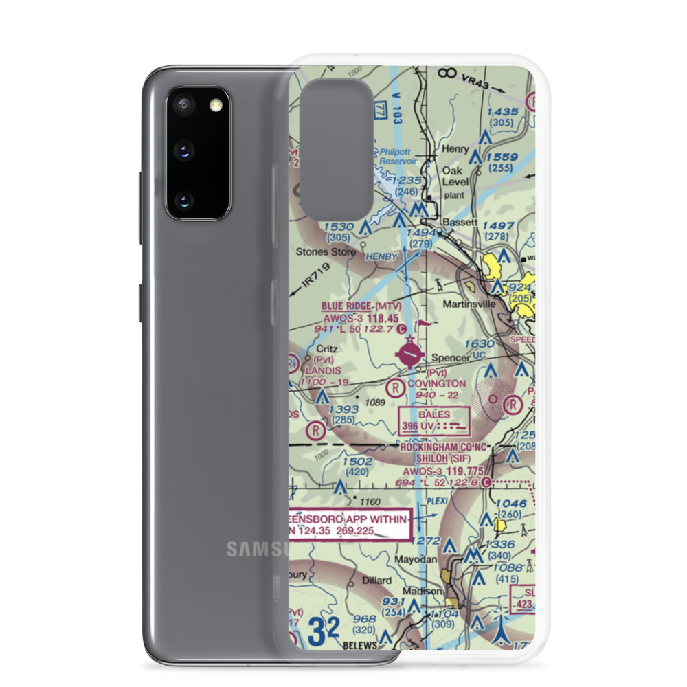 Blue Ridge Airport (MTV) VFR Sectional Samsung Case Samsung Galaxy S20 model shown