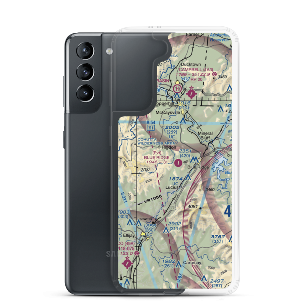 Blue Ridge Skyport Airport (57GA) VFR Sectional Samsung Case Samsung Galaxy S21 model shown