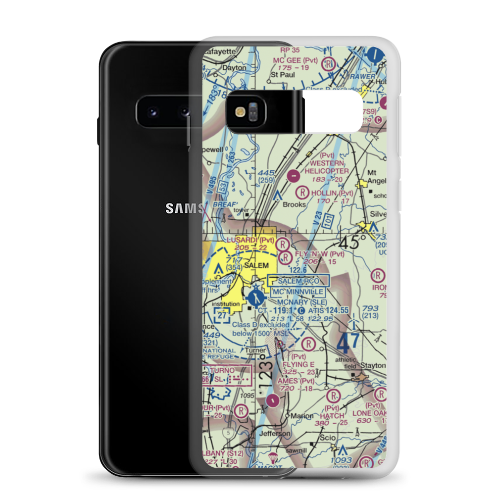 Blue Skies Farm Airport (OR87) VFR Sectional Samsung Case Samsung Galaxy S10 model shown