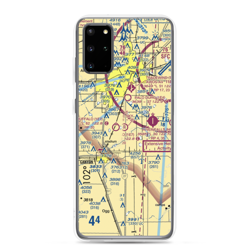 Blue Sky Airfield (2TX0) VFR Sectional Samsung Case Samsung Galaxy S20 Plus model shown