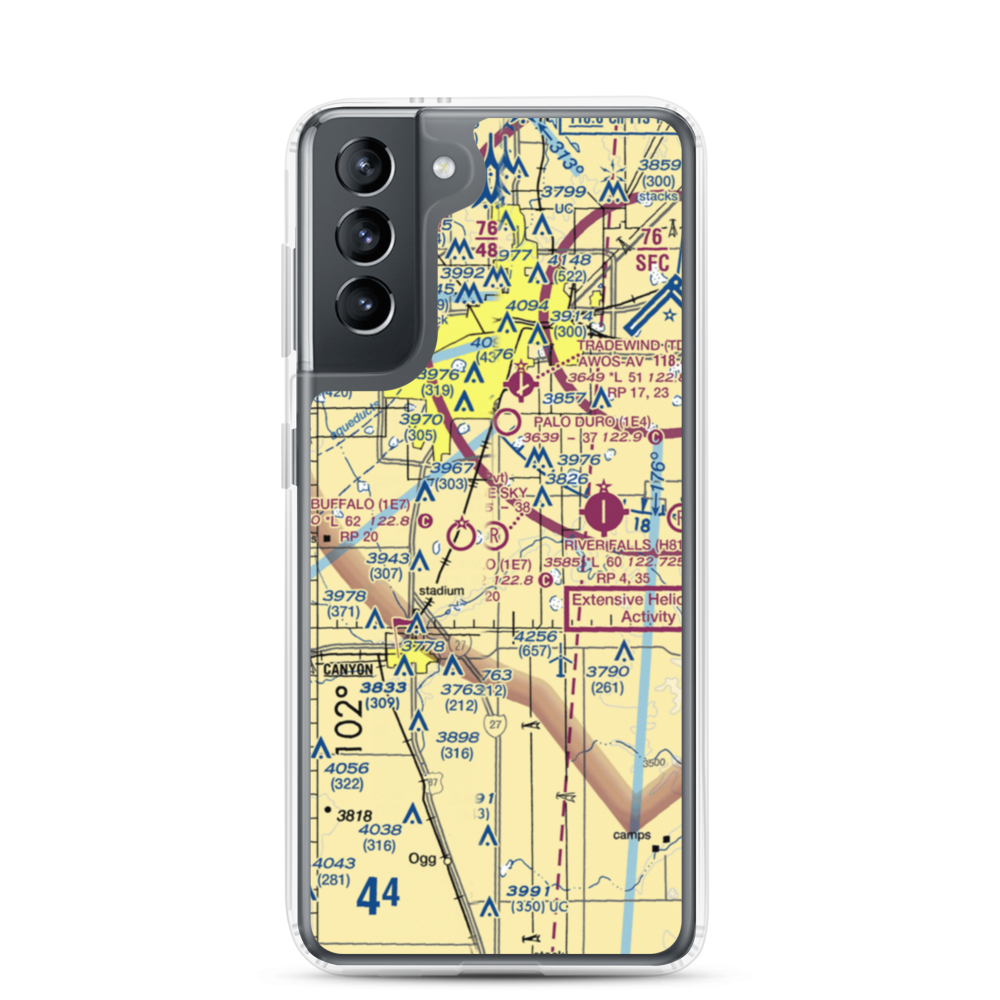 Blue Sky Airfield (2TX0) VFR Sectional Samsung Case Samsung Galaxy S21 model shown
