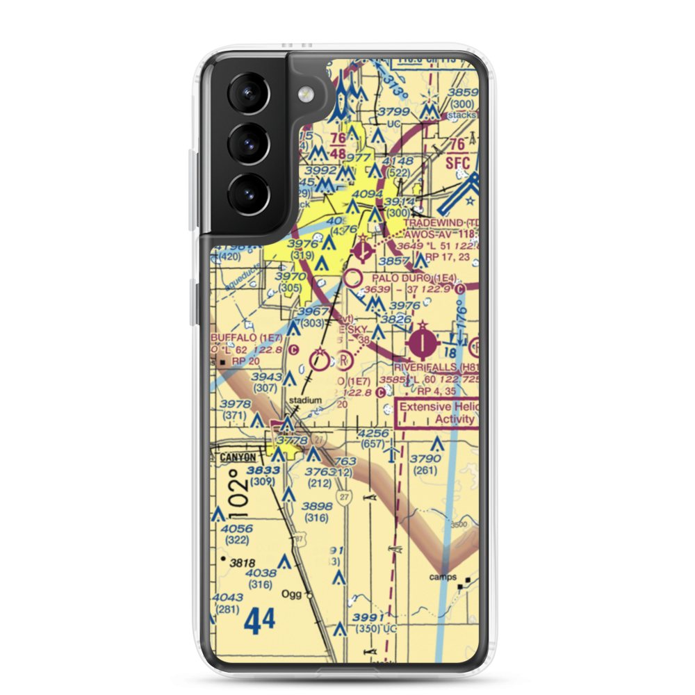 Blue Sky Airfield (2TX0) VFR Sectional Samsung Case Samsung Galaxy S21 Plus model shown