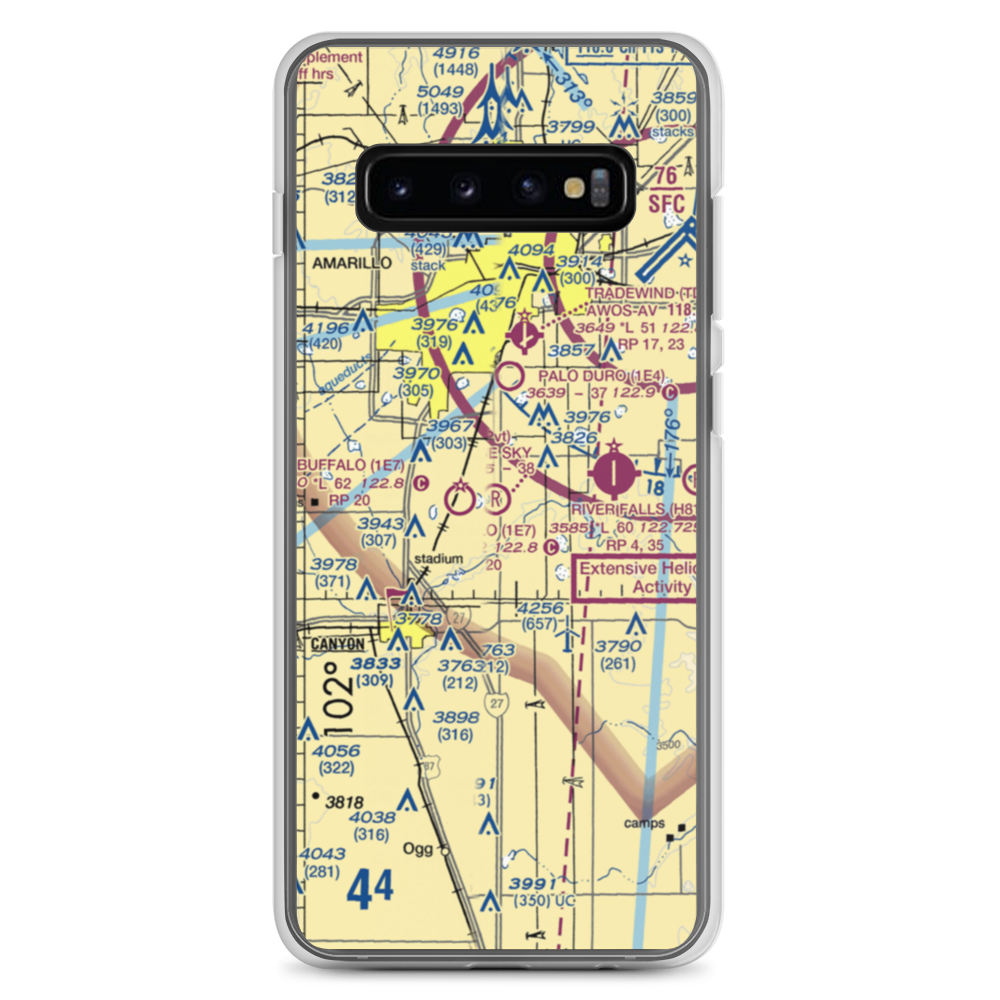 Blue Sky Airfield (2TX0) VFR Sectional Samsung Case Samsung Galaxy S10+ model shown