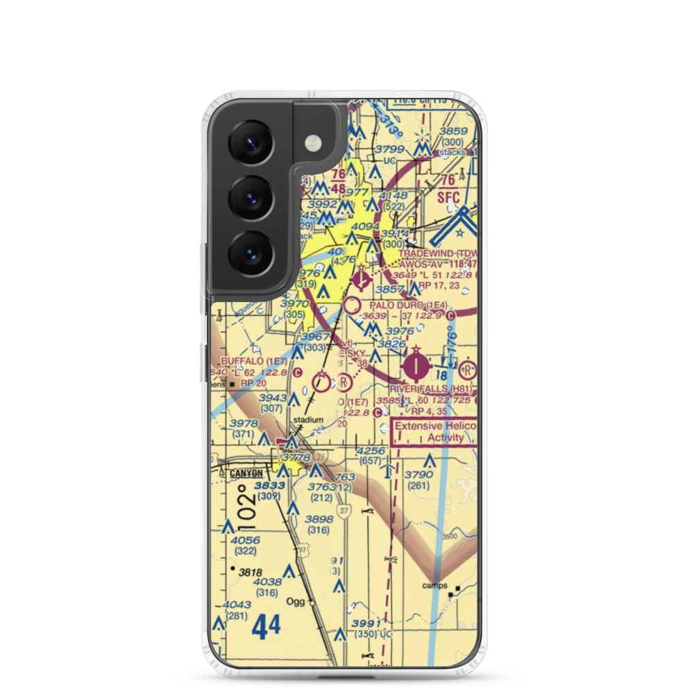 Blue Sky Airfield (2TX0) VFR Sectional Samsung Case Samsung Galaxy S22 model shown