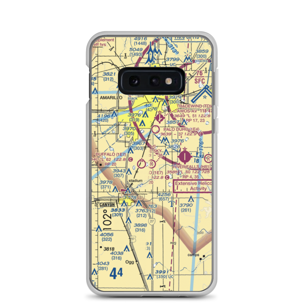 Blue Sky Airfield (2TX0) VFR Sectional Samsung Case Samsung Galaxy S10e model shown