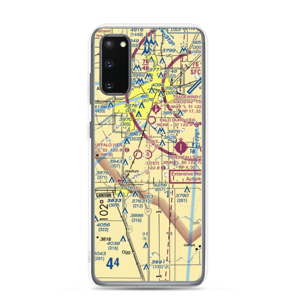 Blue Sky Airfield (2TX0) VFR Sectional Samsung Case Samsung Galaxy S20 model shown