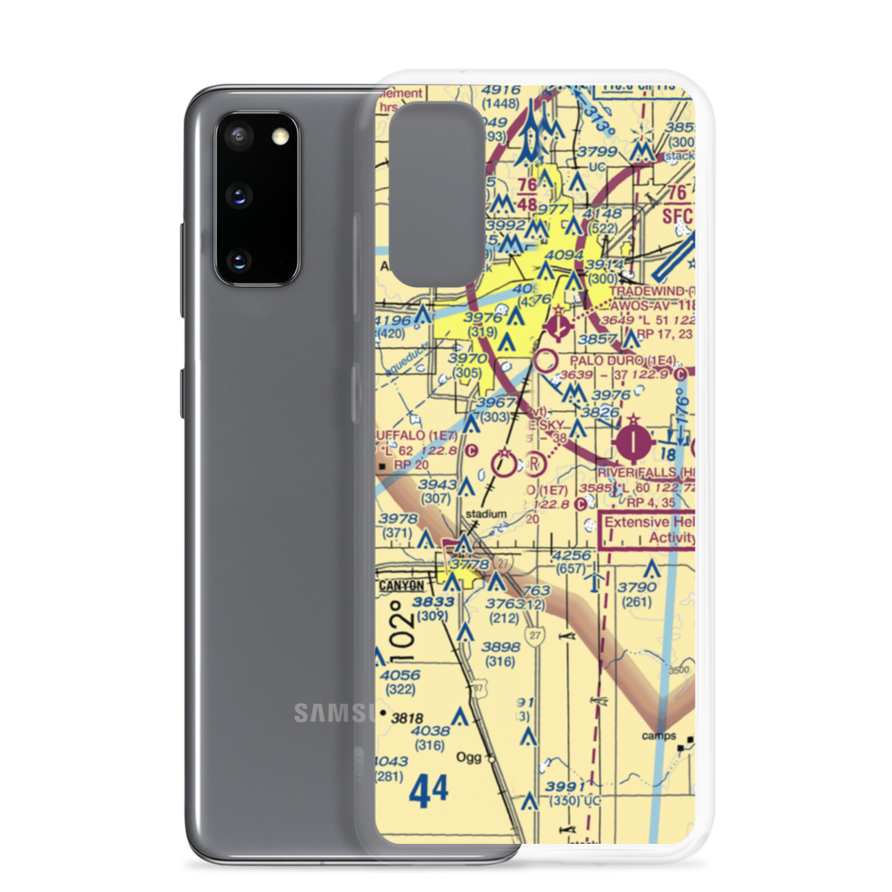 Blue Sky Airfield (2TX0) VFR Sectional Samsung Case Samsung Galaxy S20 model shown