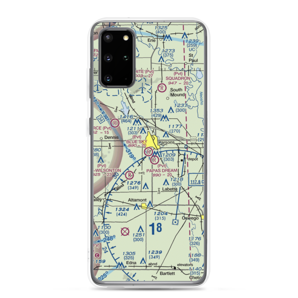 Blue Sky Airport (8KS5) VFR Sectional Samsung Case Samsung Galaxy S20 Plus model shown