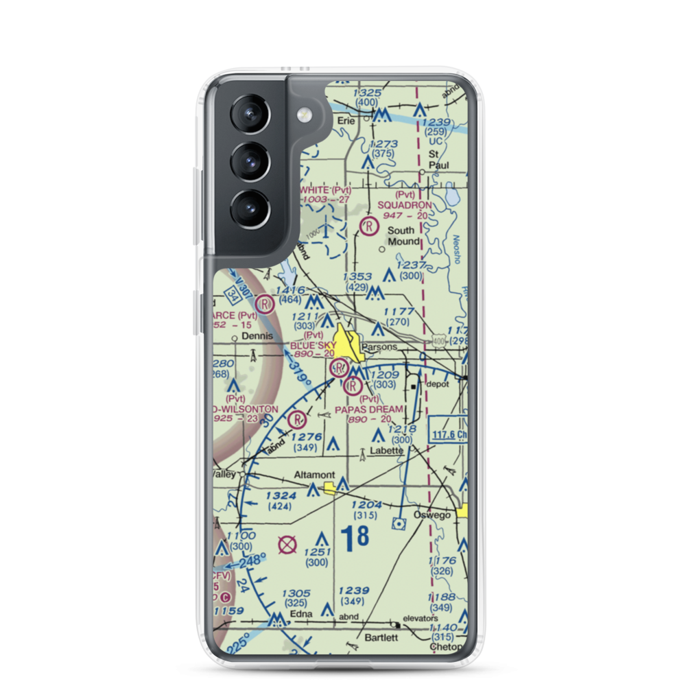 Blue Sky Airport (8KS5) VFR Sectional Samsung Case Samsung Galaxy S21 model shown