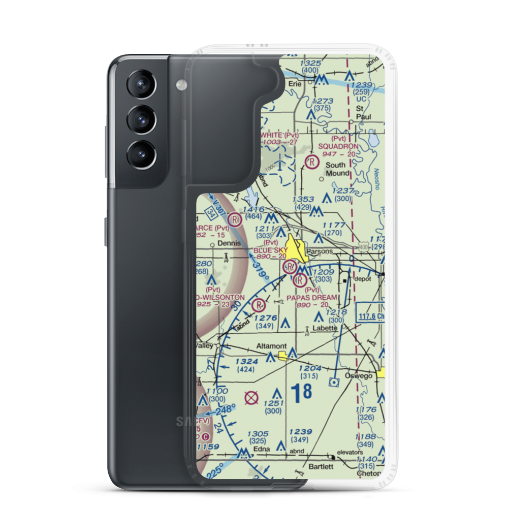 Blue Sky Airport (8KS5) VFR Sectional Samsung Case Samsung Galaxy S21 model shown