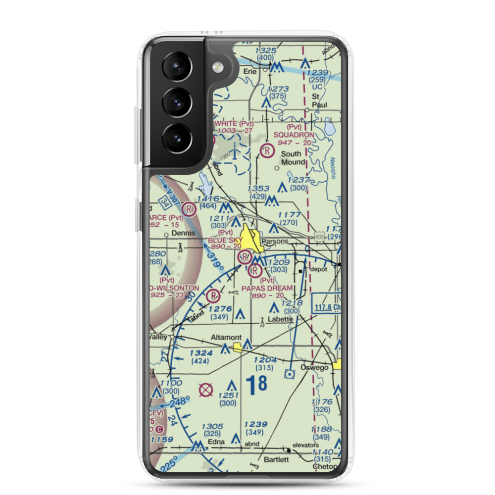 Blue Sky Airport (8KS5) VFR Sectional Samsung Case Samsung Galaxy S21 Plus model shown