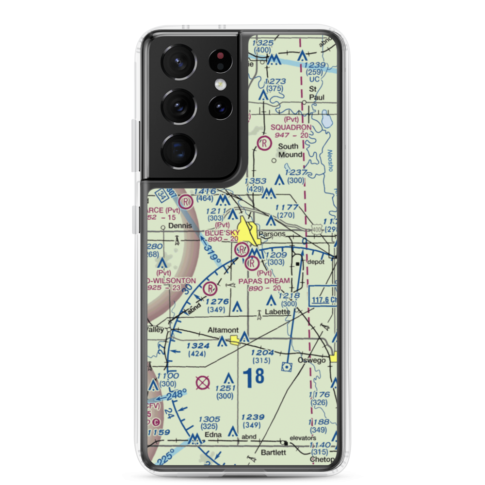 Blue Sky Airport (8KS5) VFR Sectional Samsung Case Samsung Galaxy S21 Ultra model shown
