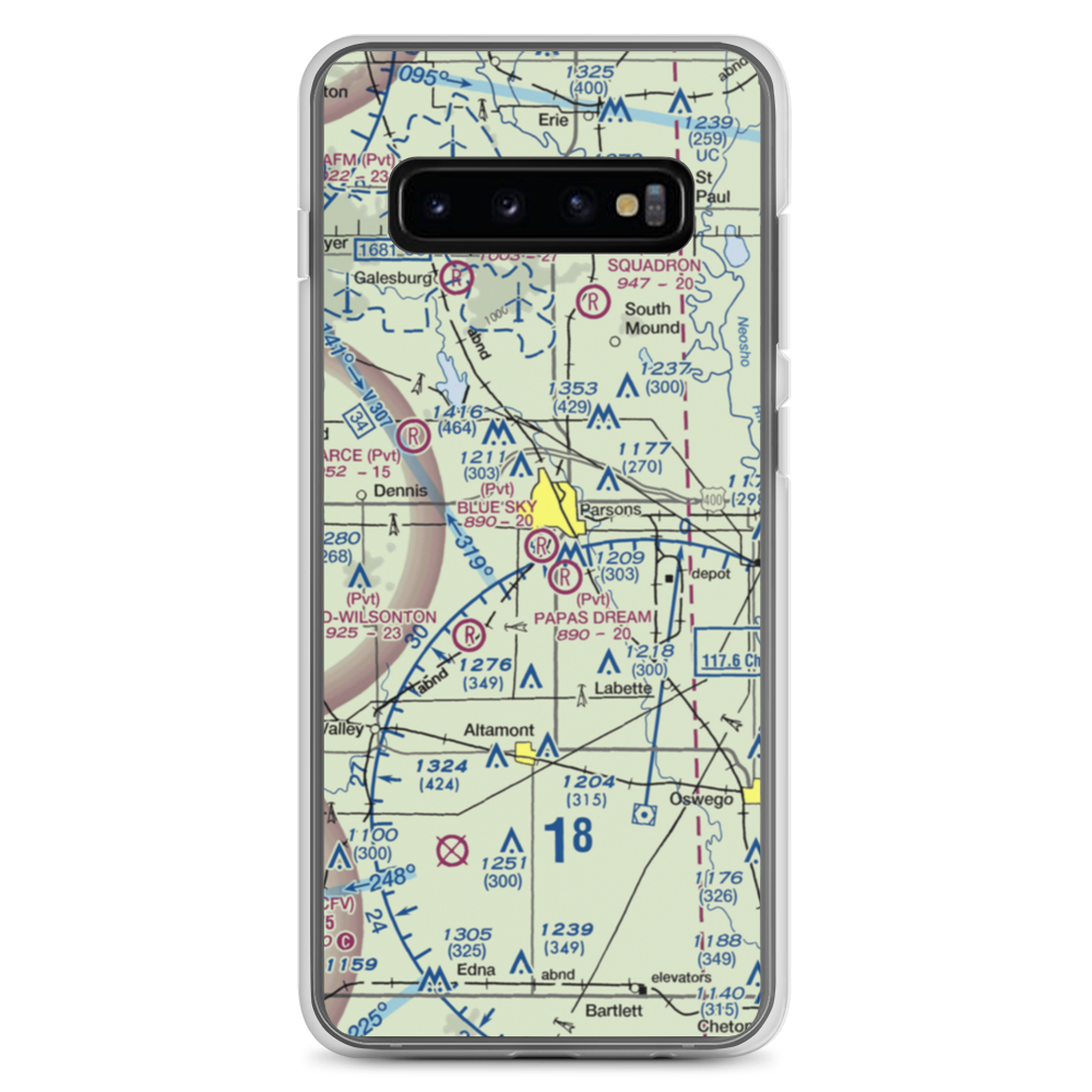 Blue Sky Airport (8KS5) VFR Sectional Samsung Case Samsung Galaxy S10+ model shown