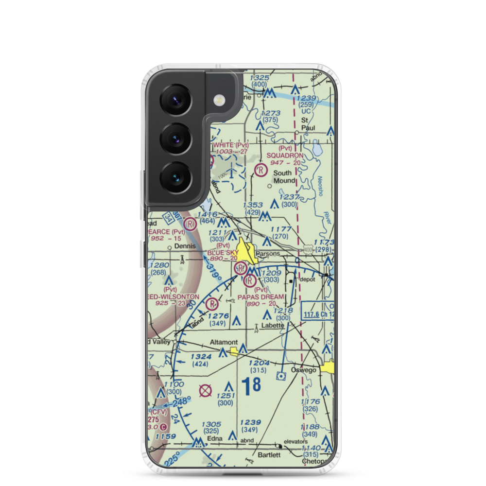 Blue Sky Airport (8KS5) VFR Sectional Samsung Case Samsung Galaxy S22 model shown