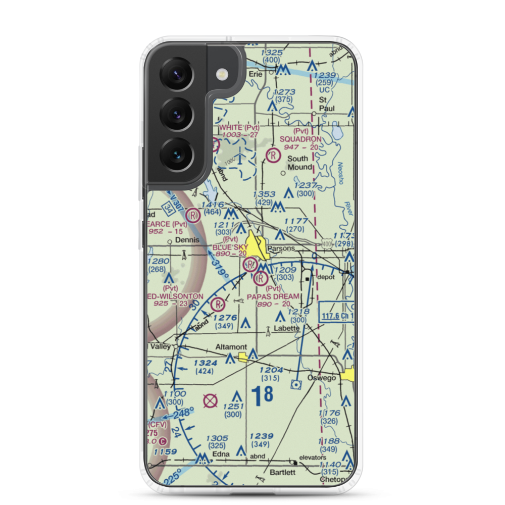 Blue Sky Airport (8KS5) VFR Sectional Samsung Case Samsung Galaxy S22 Plus model shown