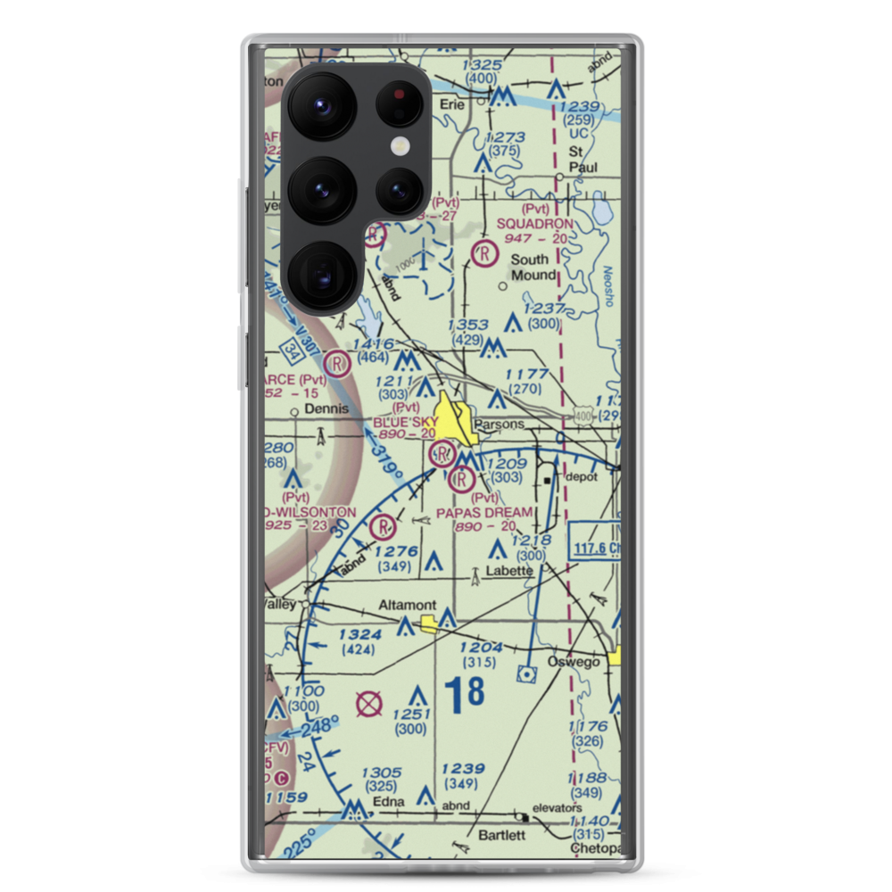 Blue Sky Airport (8KS5) VFR Sectional Samsung Case Samsung Galaxy S22 Ultra model shown
