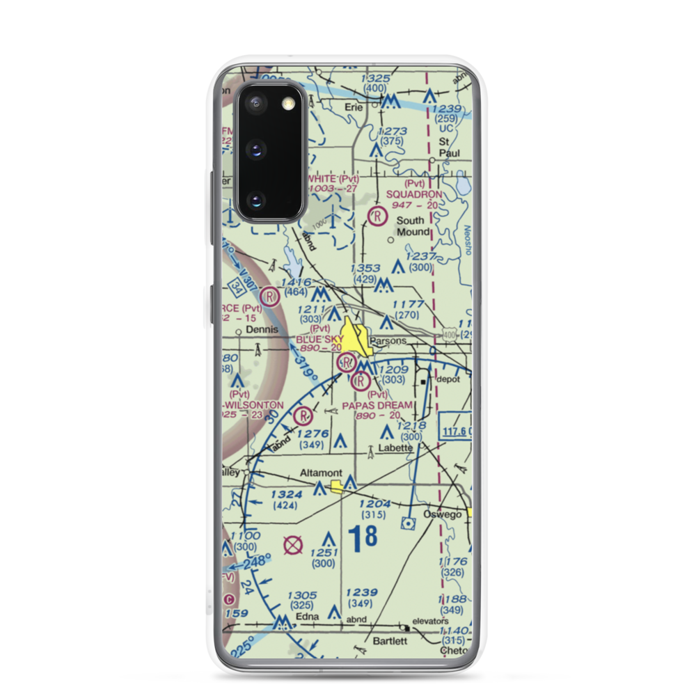Blue Sky Airport (8KS5) VFR Sectional Samsung Case Samsung Galaxy S20 model shown