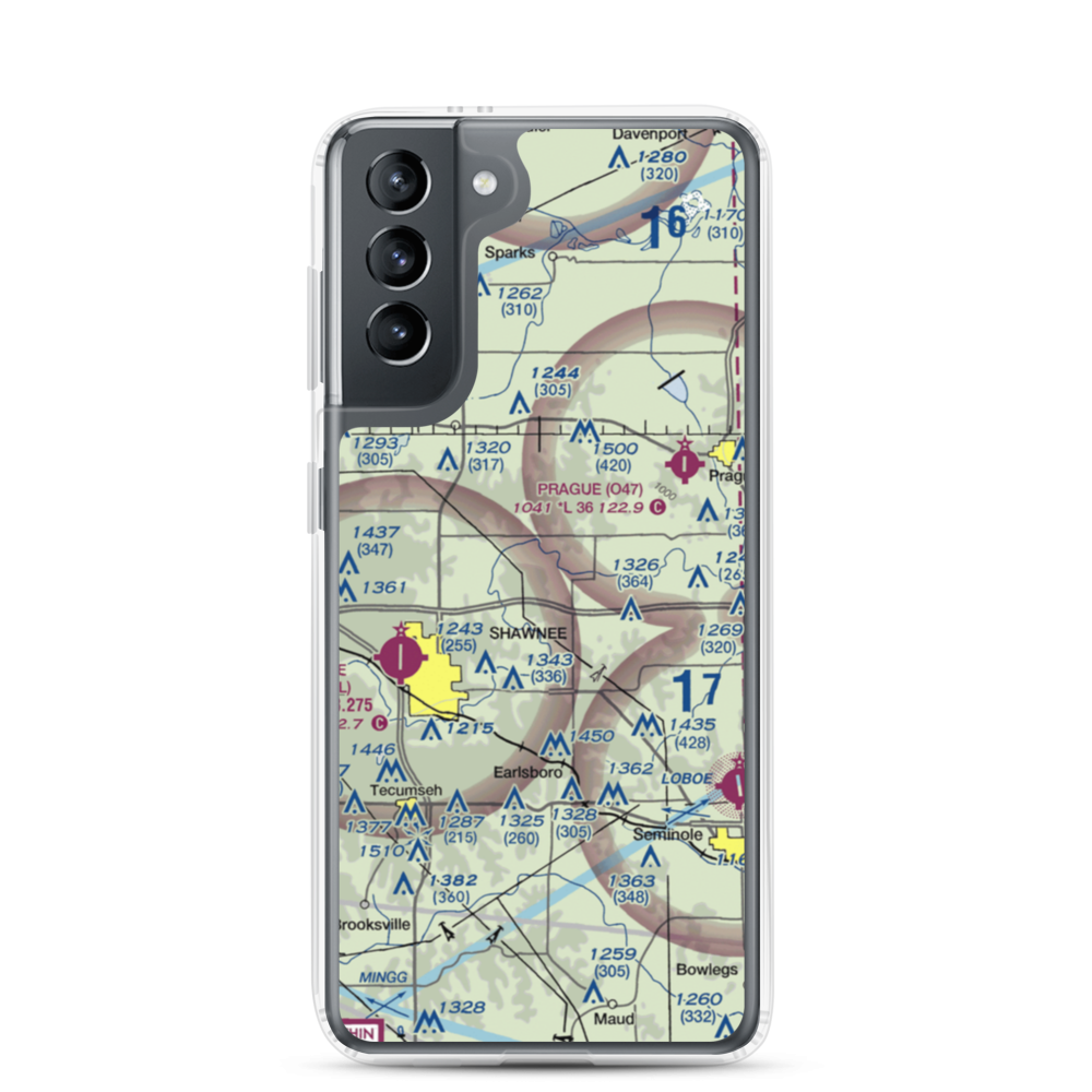 Bluebird Airpark (OK22) VFR Sectional Samsung Case Samsung Galaxy S21 model shown
