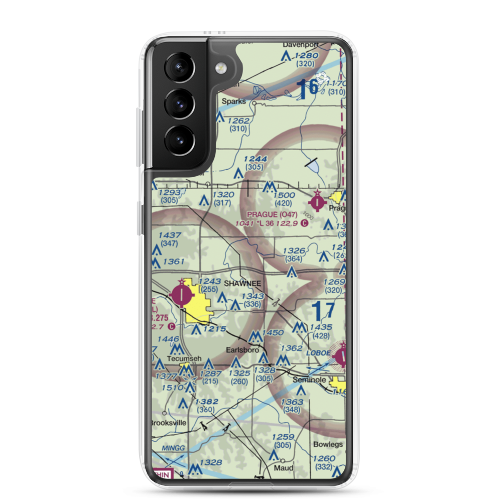 Bluebird Airpark (OK22) VFR Sectional Samsung Case Samsung Galaxy S21 Plus model shown