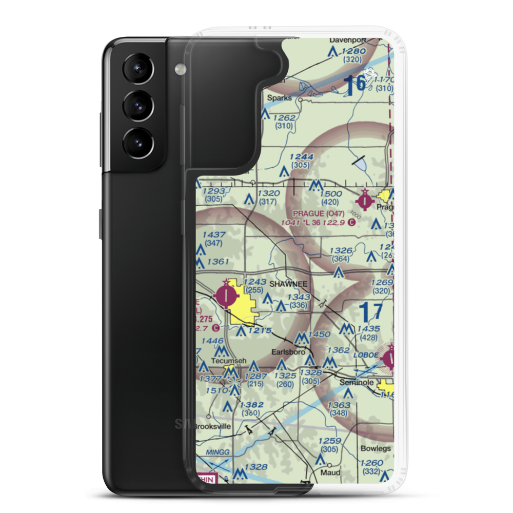 Bluebird Airpark (OK22) VFR Sectional Samsung Case Samsung Galaxy S21 Plus model shown